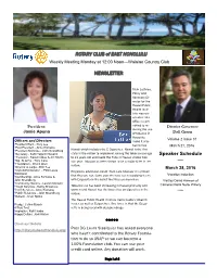 ROTARY CLUB of EAST HONOLULU Speaker Schedule NEWSLETTER