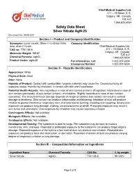 Safety Data Sheet Silver Nitrate Agn-25 Document No