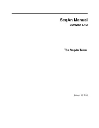 Seqan Manual Release 1.4.2