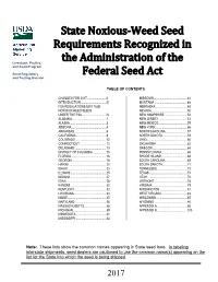 State Noxious-Weed Seed Requirements Recognized in the Administration of the Federal Seed Act