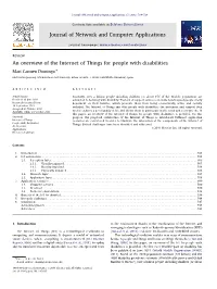 An Overview of the Internet of Things for People with Disabilities