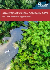 ANALYSIS of CA100+ COMPANY DATA for CDP Investor Signatories CONTENTS FOREWORD