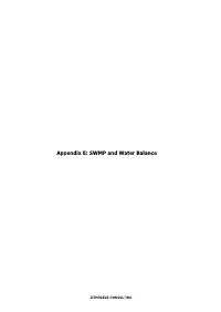 Appendix E – Water Balance and SWMP