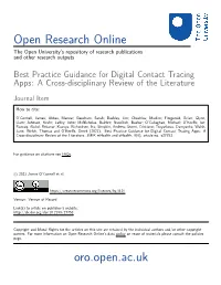 Best Practice Guidance for Digital Contact Tracing Apps: a Cross-Disciplinary Review of the Literature