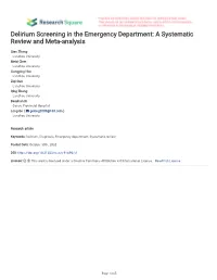 Delirium Screening in the Emergency Department: a Systematic Review and Meta-Analysis