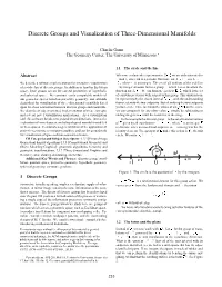 Discrete Groups and Visualization of Three-Dimensional Manifolds