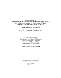 Effects of a Psychomotor Taxonomy Performance Scale on State Anxiety in Student Nurses During the Evaluation Process