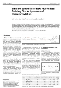 Efficient Synthesis of New Fluorinated Building Blocks by Means of Hydroformylation