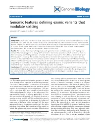 Genomic Features Defining Exonic Variants That Modulate Splicing Adam Woolfe1*, James C Mullikin2, Laura Elnitski1*