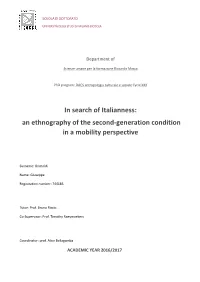 In Search of Italianness: an Ethnography of the Second-Generation Condition