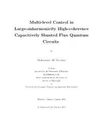 Multi-Level Control in Large-Anharmonicity High-Coherence Capacitively Shunted Flux Quantum Circuits