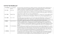 Summer Task Reading List