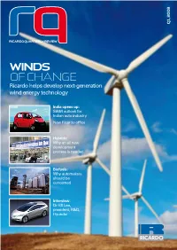 Winds of Change Ricardo Helps Develop Next-Generation Wind Energy Technology