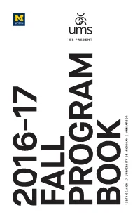 2016-17 Fall Program Book 138Th
