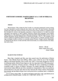 Martin Krpan As a Case of Biblical Reception