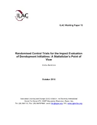 Randomised Control Trials for the Impact Evaluation of Development Initiatives: a Statistician’S Point of View
