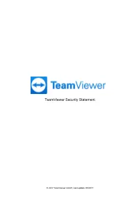 Teamviewer Security Statement