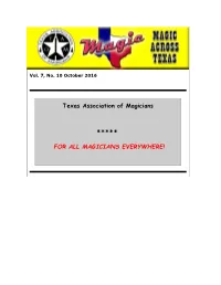 Texas Association of Magicians ***** for ALL MAGICIANS