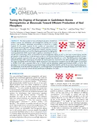 Tuning the Doping of Europium in Gadolinium Borate Microparticles At
