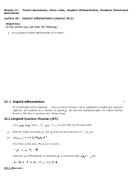 33 .1 Implicit Differentiation 33.1.1Implicit Function