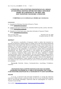 A Proposal for Accepting Pontastacus As a Genus Of