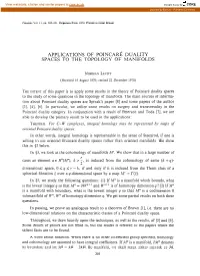 Applications of Poincarg Duality Spaces to the Topology of Manifolds