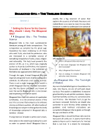 Bhagavad Gita – the Timeless Science