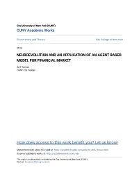 Neuroevolution and an Application of an Agent Based Model for Financial Market