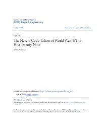 The Navajo Code Talkers of World War Ii: the First Twenty-Nine