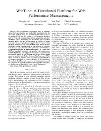 Webtune: a Distributed Platform for Web Performance Measurements