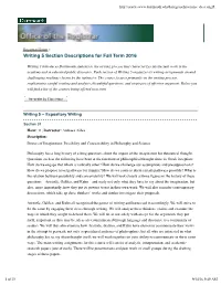 Writing 5 Section Descriptions for Fall Term 2016