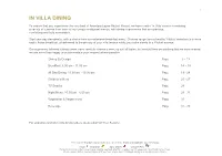 ALAY in Villa Dining Menu