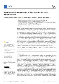 Behavioural Characterisation of Macrod1 and Macrod2 Knockout Mice