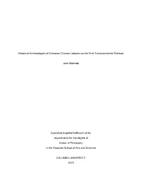 Historical Archaeologies of Overseas Chinese Laborers on the First Transcontinental Railroad
