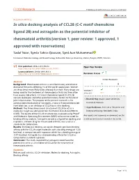 In Silico Docking Analysis of CCL28 (CC Motif Chemokine Ligand