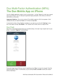 (MFA): the Duo Mobile App on Iphone