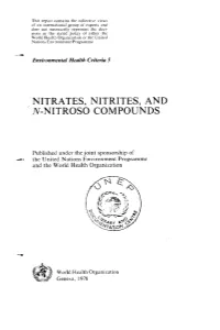 Nitrates, Nitrites, and N-Nitroso Compounds