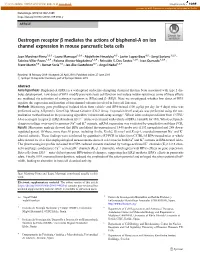 Oestrogen Receptor Β Mediates the Actions of Bisphenol-A on Ion Channel Expression in Mouse Pancreatic Beta Cells