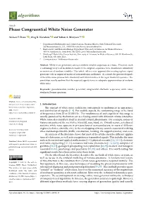 Phase Congruential White Noise Generator