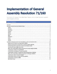 Summary of Inputs from Member States and United Nations System and Related Entities