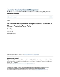 An Extention of Burgernomics: Using a Full-Service Restaurant to Measure Purchasing Power Parity