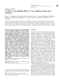 An Sirna Screen Identifies RSK1 As a Key Modulator of Lung Cancer