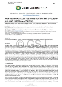 Architectural Acoustics: Investigating the Effects of Building Forms on Acoustics