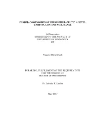 CARBOPLATIN and PACLITAXEL a Dissertation SUBMITTED