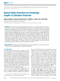 Named Entity Extraction for Knowledge Graphs: a Literature Overview