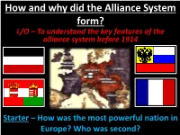 The Alliance System Before 1900
