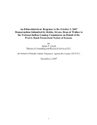 An Ethno-Historical Response to the October 5, 2007 Memorandum