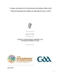Camogie Association & GAA Information and Guidance Leaflet On