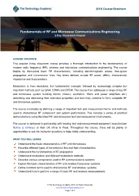 Fundamentals of RF and Microwave Communications Engineering 2-Day Classroom Course