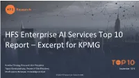 HFS Enterprise AI Services Top 10 Report – Excerpt for KPMG